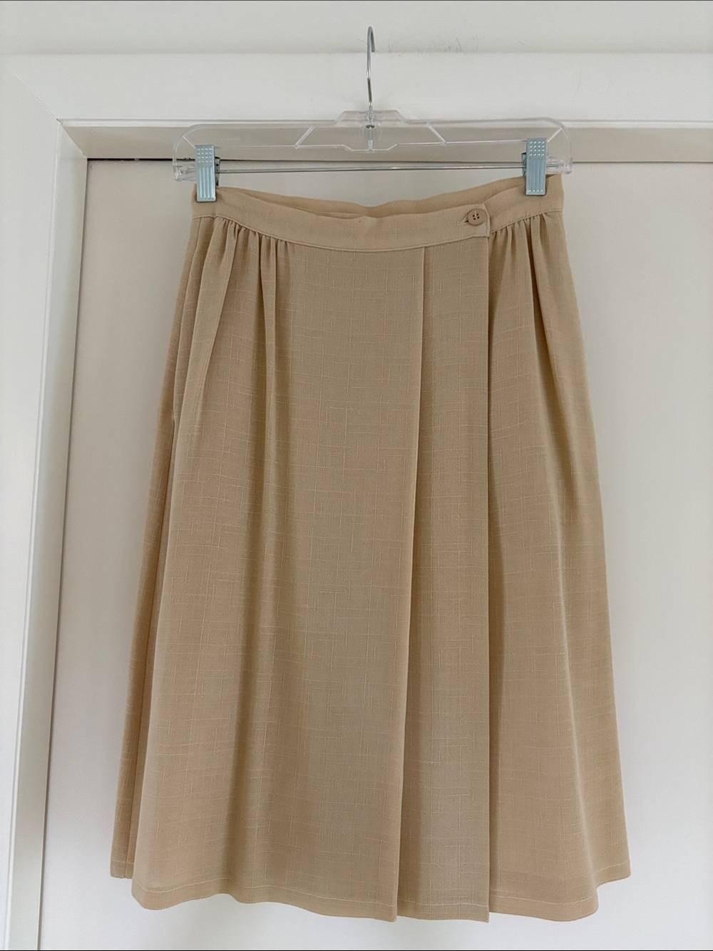 Classic Beige A-Line Midi Skirt
